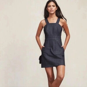 Reformation Black Denim Mini Dress Bustier Size 2 Kaia Davies Pockets